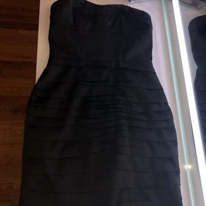 Satin strapless ruffled dress